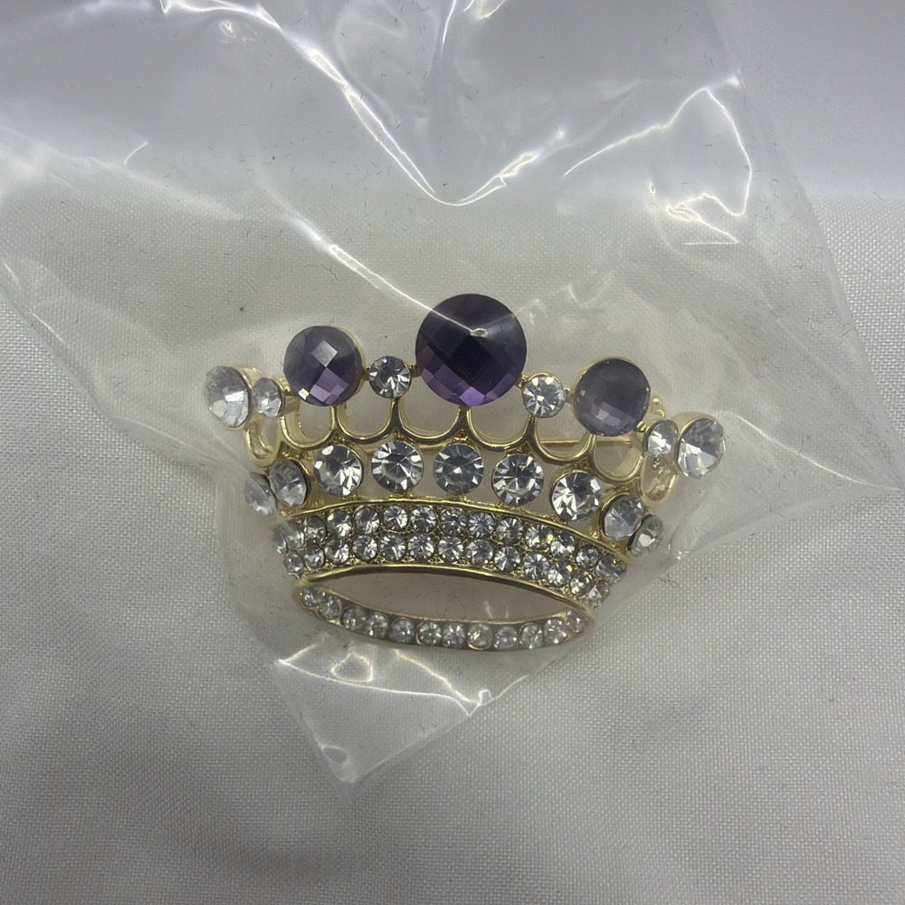 Navachi 18k Gold Plated Multicolor Zirconia Crystal Royal Crown Fashion Brooch